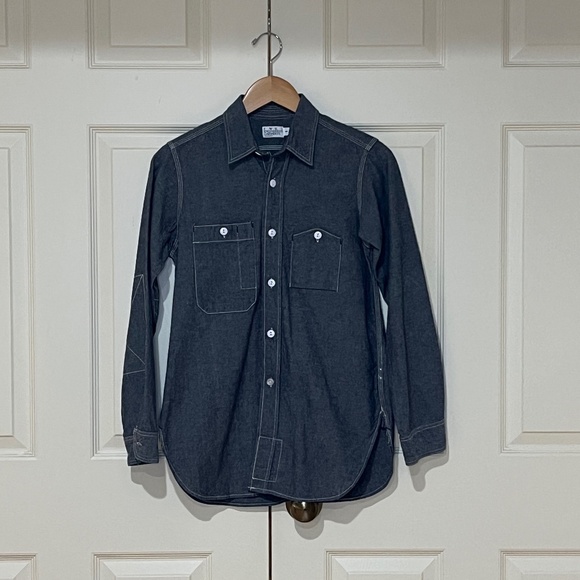 FWK Engineered Garments Dusty Blue Denim Shirt Size 1 - Picture 1 of 7